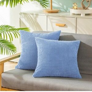 Blue Textured Throw Pillows